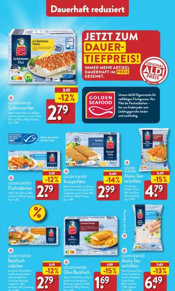 thumbnail - GOLDEN SEAFOOD Ofen­Backfisch Alaska­Seelachsfilet; praktisch grätenfrei; in knusprigem Back teig; vorgebraten; MSC­ zertifiziert; 240­g­ Packung (kg = 7.04)