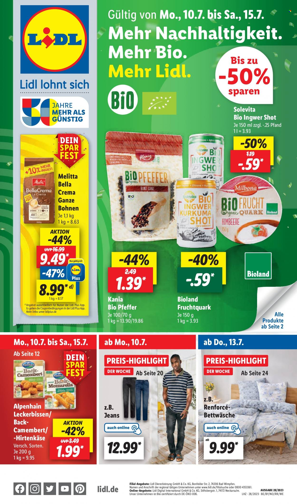 Lidl Prospekte  - 10.07.2023 - 15.07.2023. Seite 1