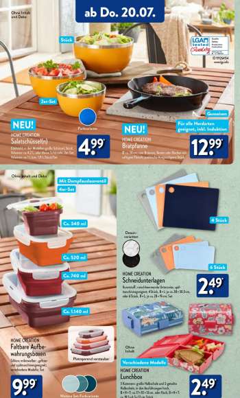 thumbnail - Verschiedene Modelle HOME CREATION Lunchbox 3 Kammern: große Halbschale und 2-geteilte Halb schale; in den Ausführungen hoch, B × H × T: ca. 17 × 10 × 13 cm, oder flach, B × H × T: ca. 19,5 × 6,5 × 17 cm; Stück