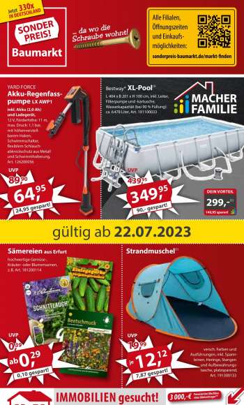Prospekte Sonderpreis-Baumarkt - 22.07.2023 - 28.07.2023.