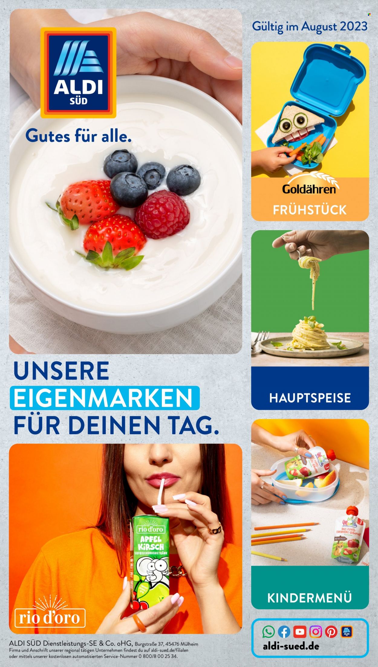 ALDI SÜD Prospekte  - 1.08.2023 - 31.08.2023. Seite 1