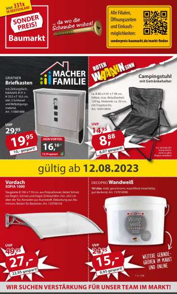 Prospekte Sonderpreis-Baumarkt - 12.08.2023 - 18.08.2023.
