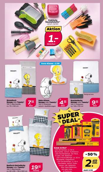 thumbnail - Kodak-Artikel* · LED-Stirnlampe, ca. 50 m Reichweite, versch. Funktionen · LED-Taschenlampe, 2er-Pack, 9 LEDs, inkl. Batterien · LED-Universallampe, ca. 50 m Rechweite, magnetisch · LED-Taschenlampe, ca. 30 m Reichweite, versch. Funk- tionen, inkl. Batterien · 36er-Pack Batterien, AA oder AAA, je Packung