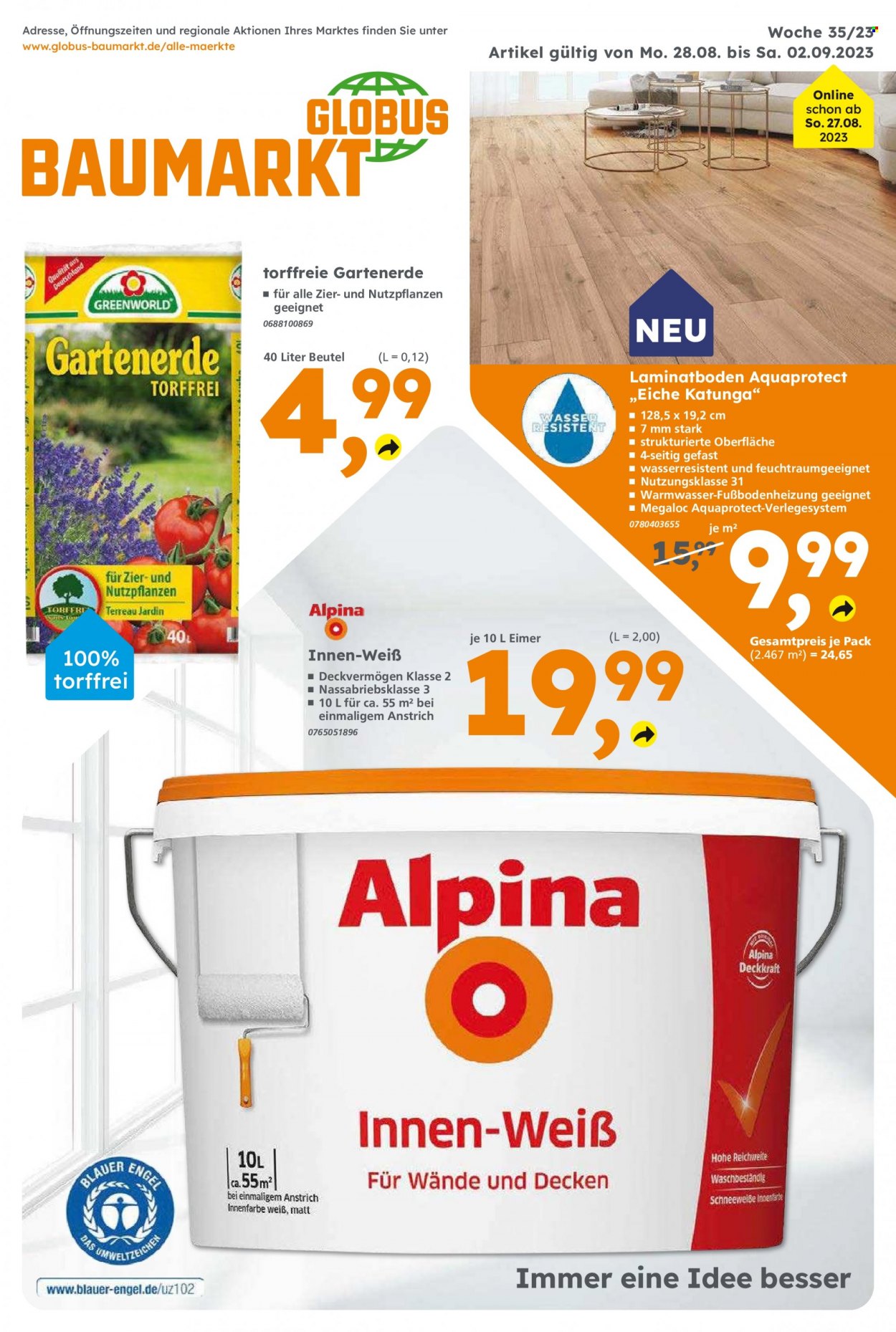 Globus Baumarkt Prospekte  - 28.08.2023 - 2.09.2023. Seite 1