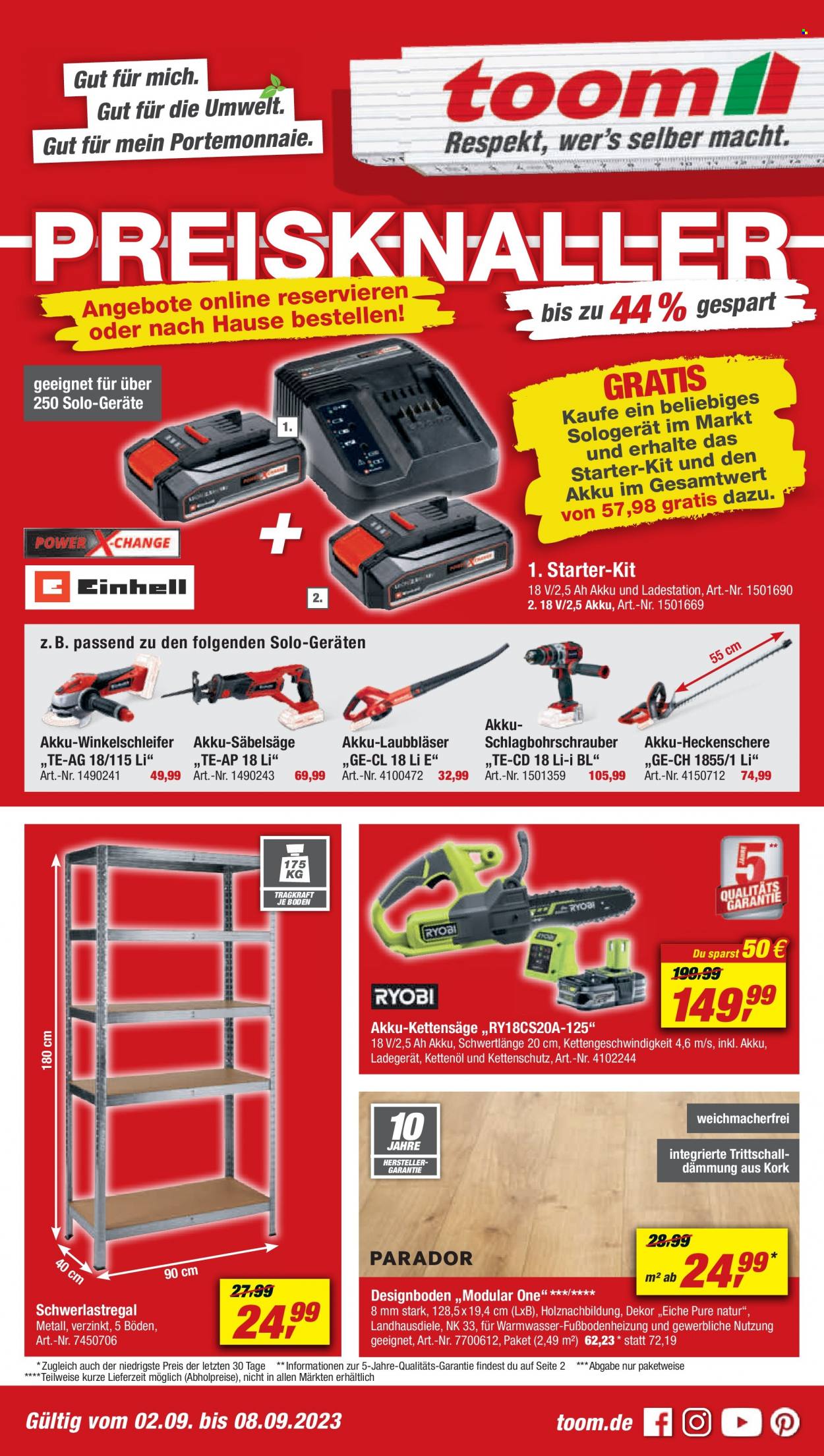 toom Baumarkt Prospekte  - 2.09.2023 - 8.09.2023. Seite 1
