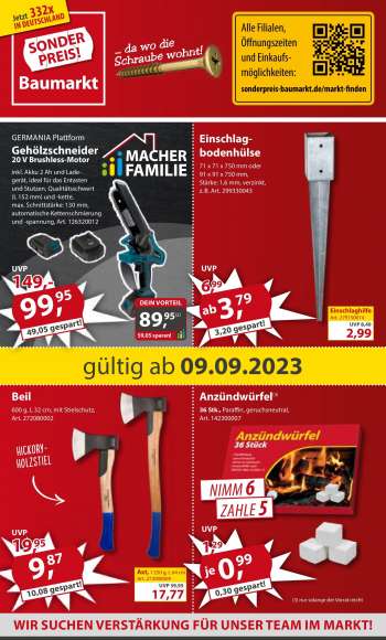Prospekte Sonderpreis-Baumarkt - 9.09.2023 - 15.09.2023.