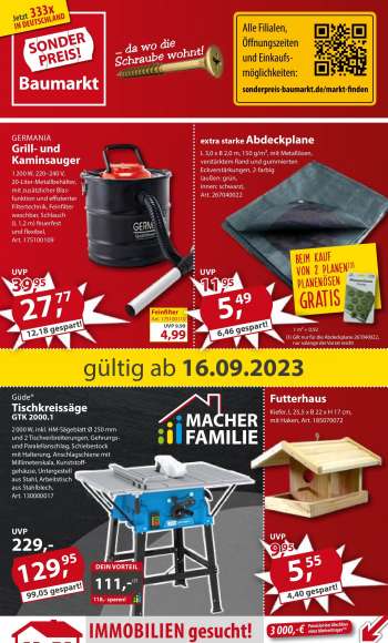 Prospekte Sonderpreis-Baumarkt - 16.09.2023 - 22.09.2023.