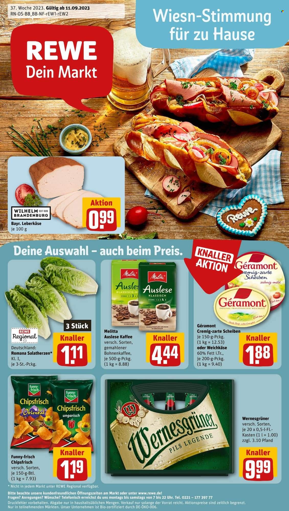 REWE Prospekte  - 11.09.2023 - 16.09.2023. Seite 1