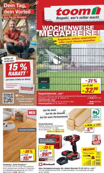 Prospekte toom Baumarkt - 16.09.2023 - 22.09.2023.