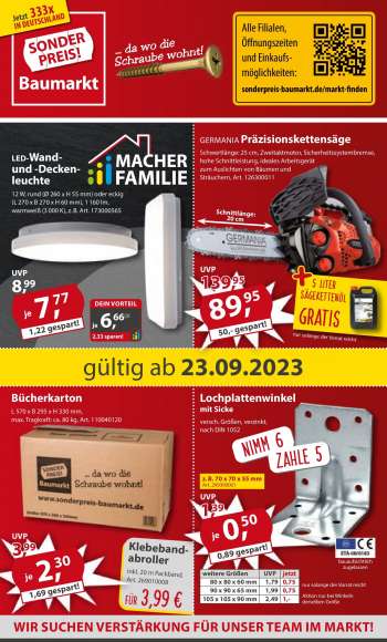 Prospekte Sonderpreis-Baumarkt - 23.09.2023 - 29.09.2023.
