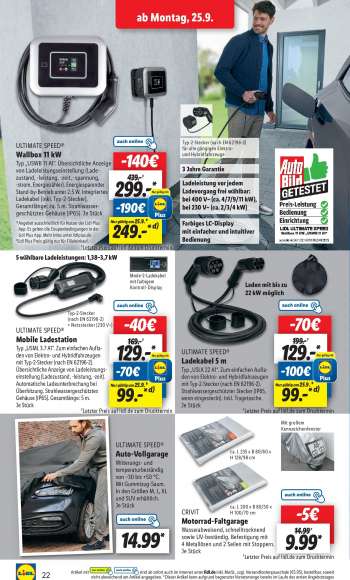 thumbnail - ULTIMATE SPEED® Mobile Ladestation Typ „USML 3.7 A1“. Zum einfachen Aufla- den von Elektro- und Hybridfahrzeugen mit Typ-2-Stecker (nach EN 62196-2). Übersichtliche Anzeige von Ladeleistungs- einstellung (Ladezustand, -leistung, -zeit). Automatische Ladeunterbrechung bei Überhitzung. Strahlwassergeschütztes Gehäuse (IP65). Gesamtlänge: 5 m. Je Stück