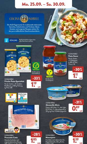 thumbnail - CUCINA NOBILE Frische Pasta-Spezialität Versch. Sorten, z. B. Tortelloni Rindfleisch, je 400-g-Packung, kg-Preis 2.98