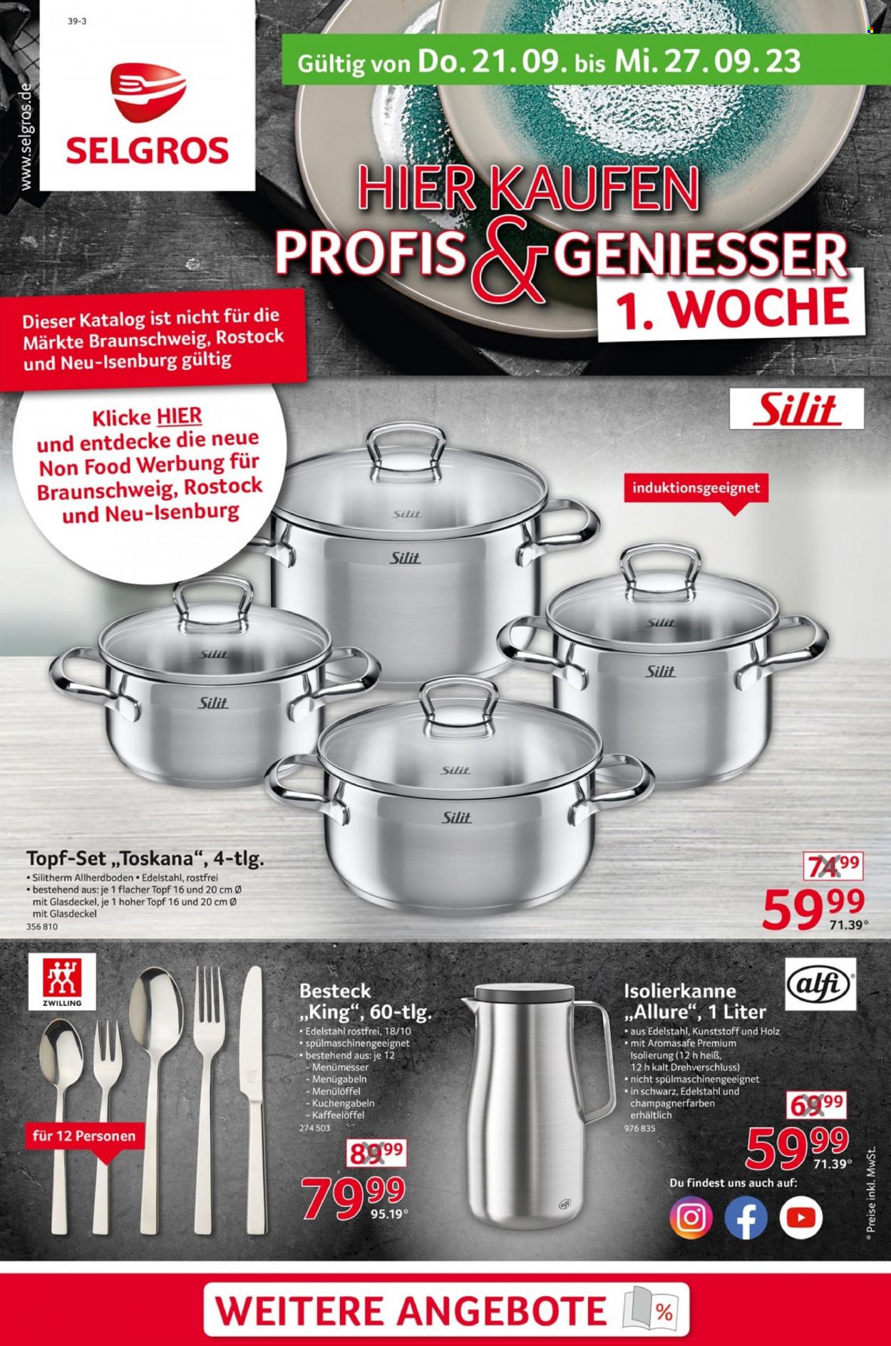 Selgros Prospekte  - 21.09.2023 - 27.09.2023. Seite 1