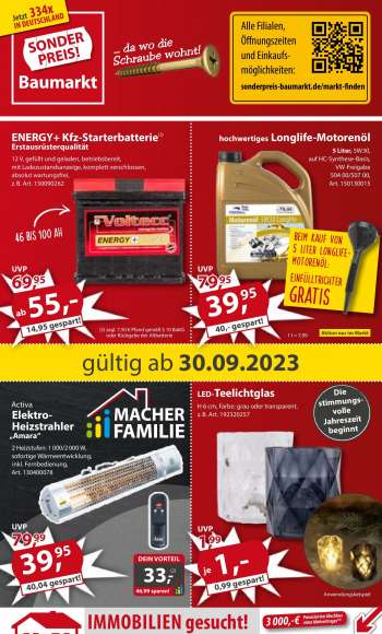 Prospekte Sonderpreis-Baumarkt - 30.09.2023 - 6.10.2023.