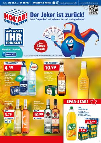 Prospekte Hol'ab! Getränkemarkt - 25.09.2023 - 30.09.2023.