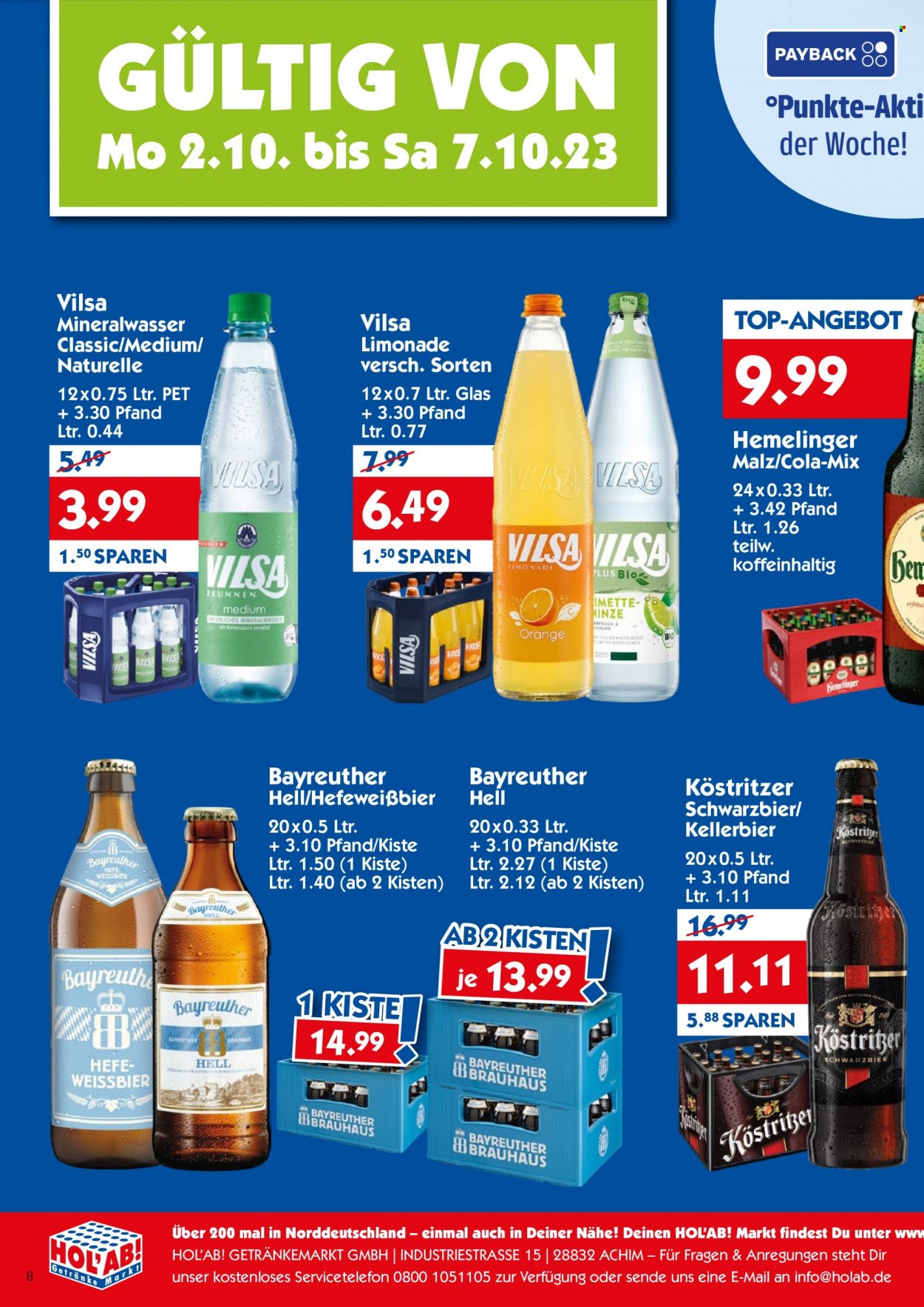 Hol'ab! Getränkemarkt Prospekte  - 2.10.2023 - 7.10.2023. Seite 2