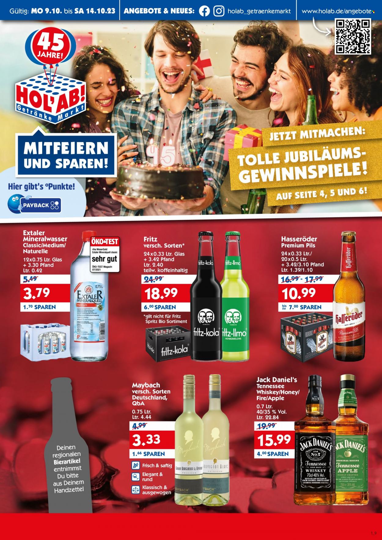 Hol'ab! Getränkemarkt Prospekte  - 9.10.2023 - 14.10.2023. Seite 1