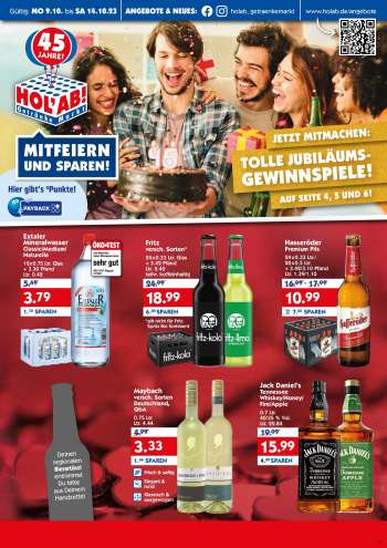 Prospekte Hol'ab! Getränkemarkt - 9.10.2023 - 14.10.2023.