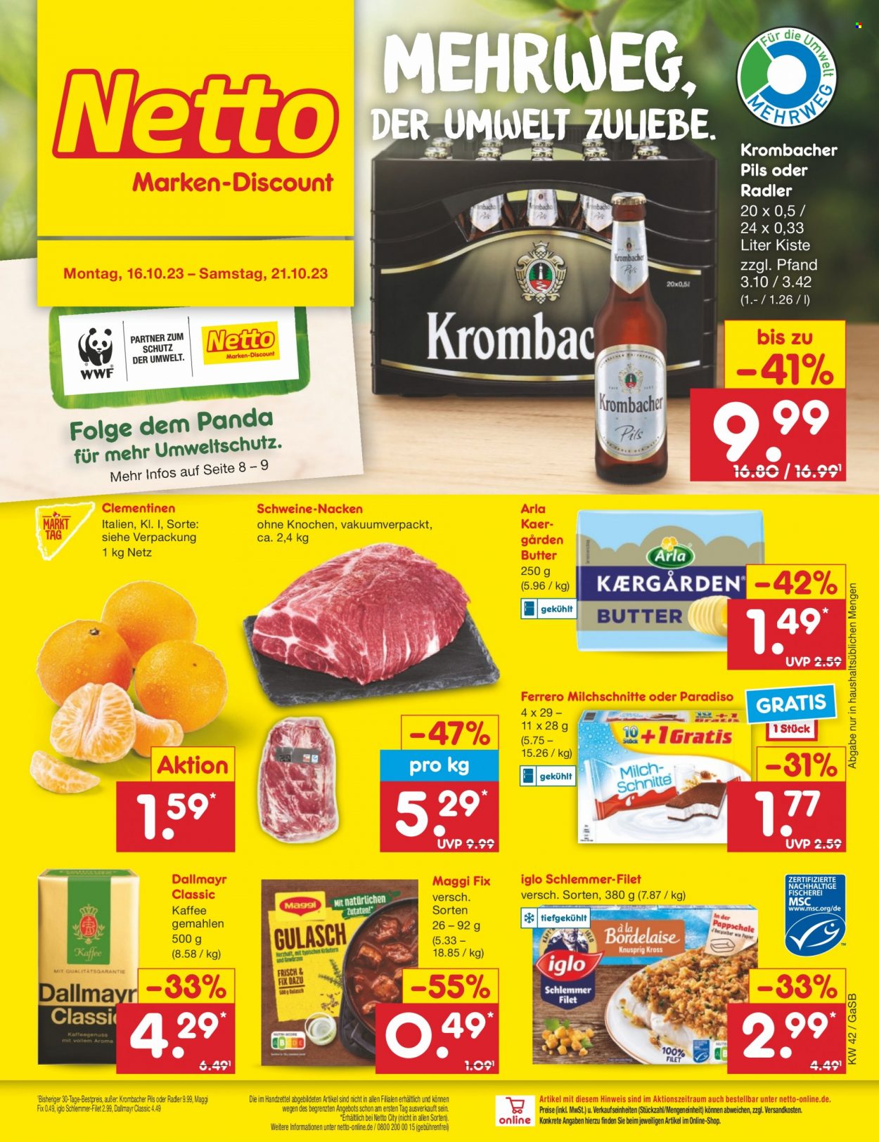 Netto Marken-Discount Prospekte  - 16.10.2023 - 21.10.2023. Seite 1