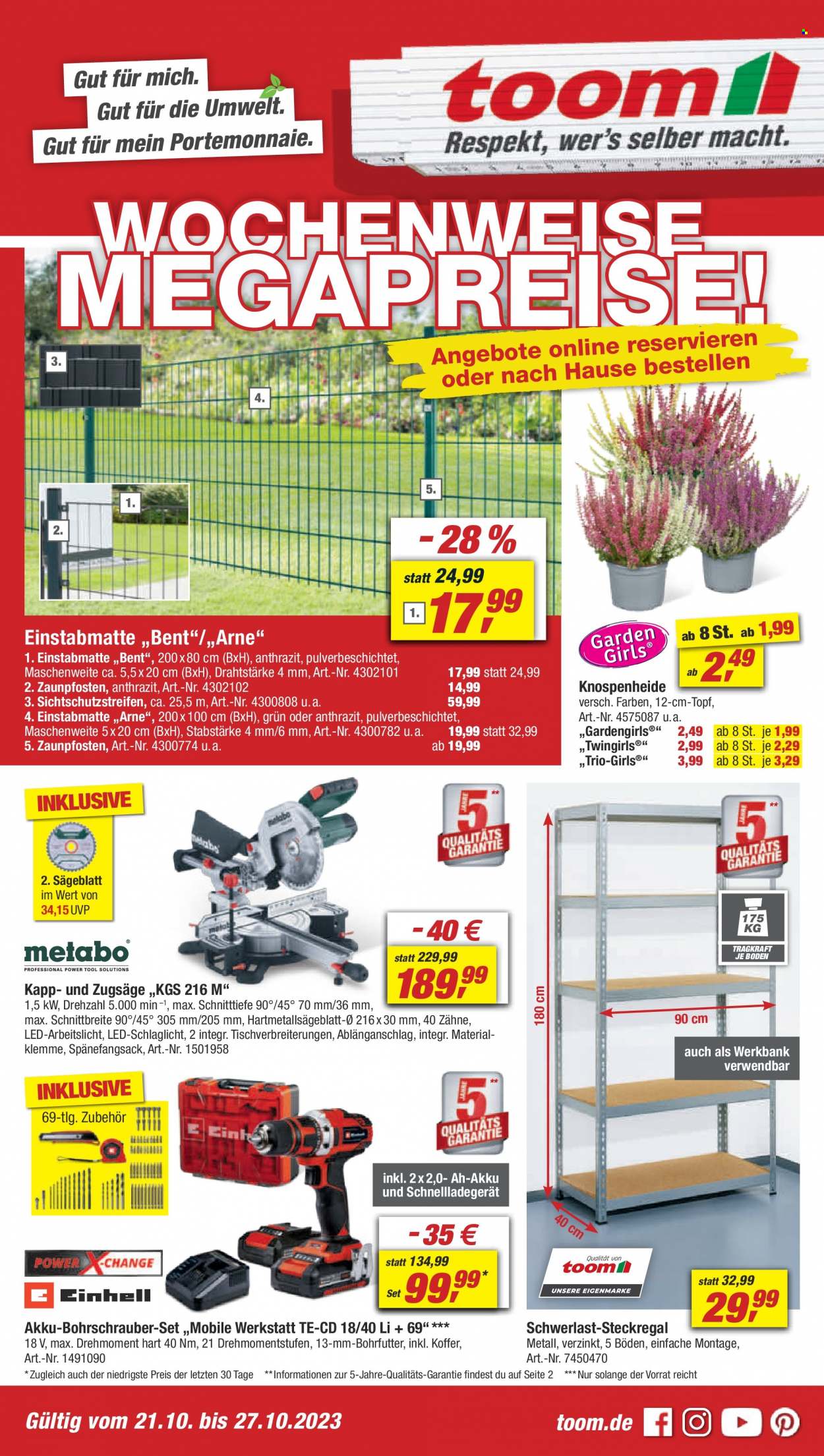 toom Baumarkt Prospekte  - 21.10.2023 - 27.10.2023. Seite 1
