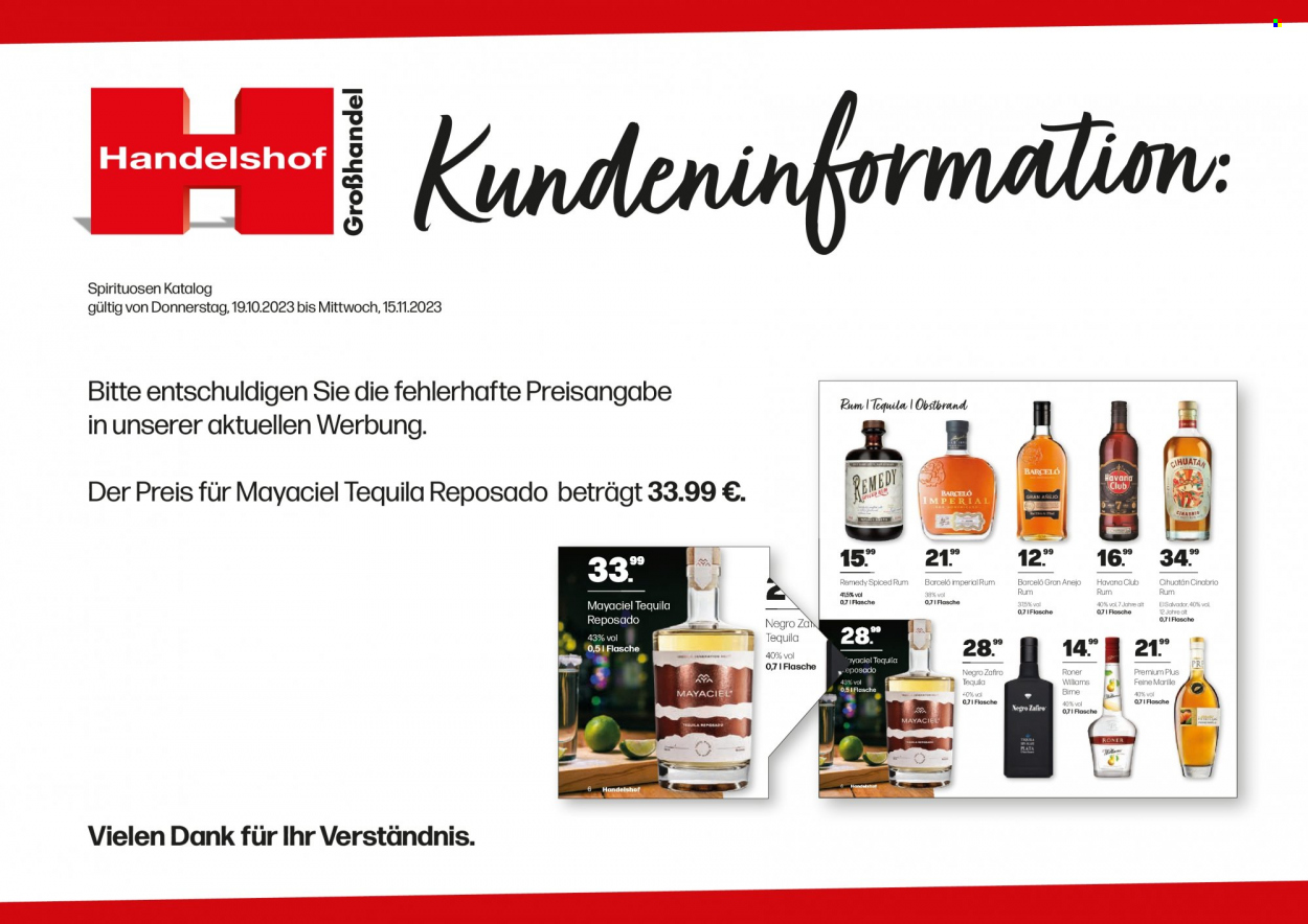 Handelshof Prospekte  - 19.10.2023 - 15.11.2023. Seite 1