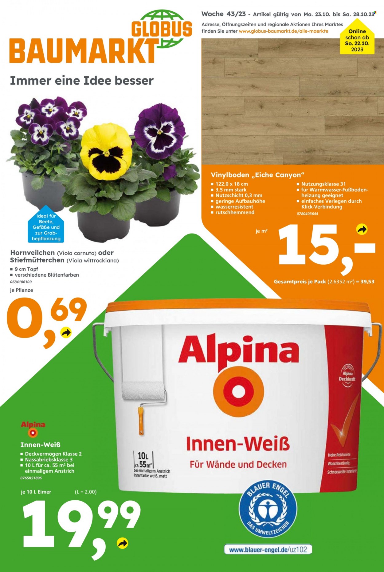 Globus Baumarkt Prospekte  - 23.10.2023 - 28.10.2023. Seite 1