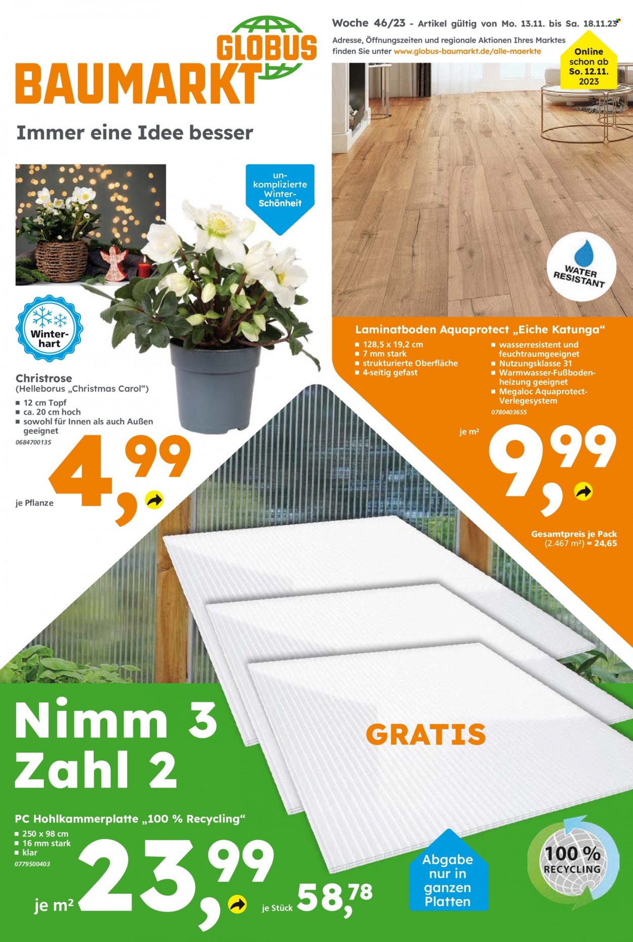 Globus Baumarkt Prospekte  - 13.11.2023 - 18.11.2023. Seite 1