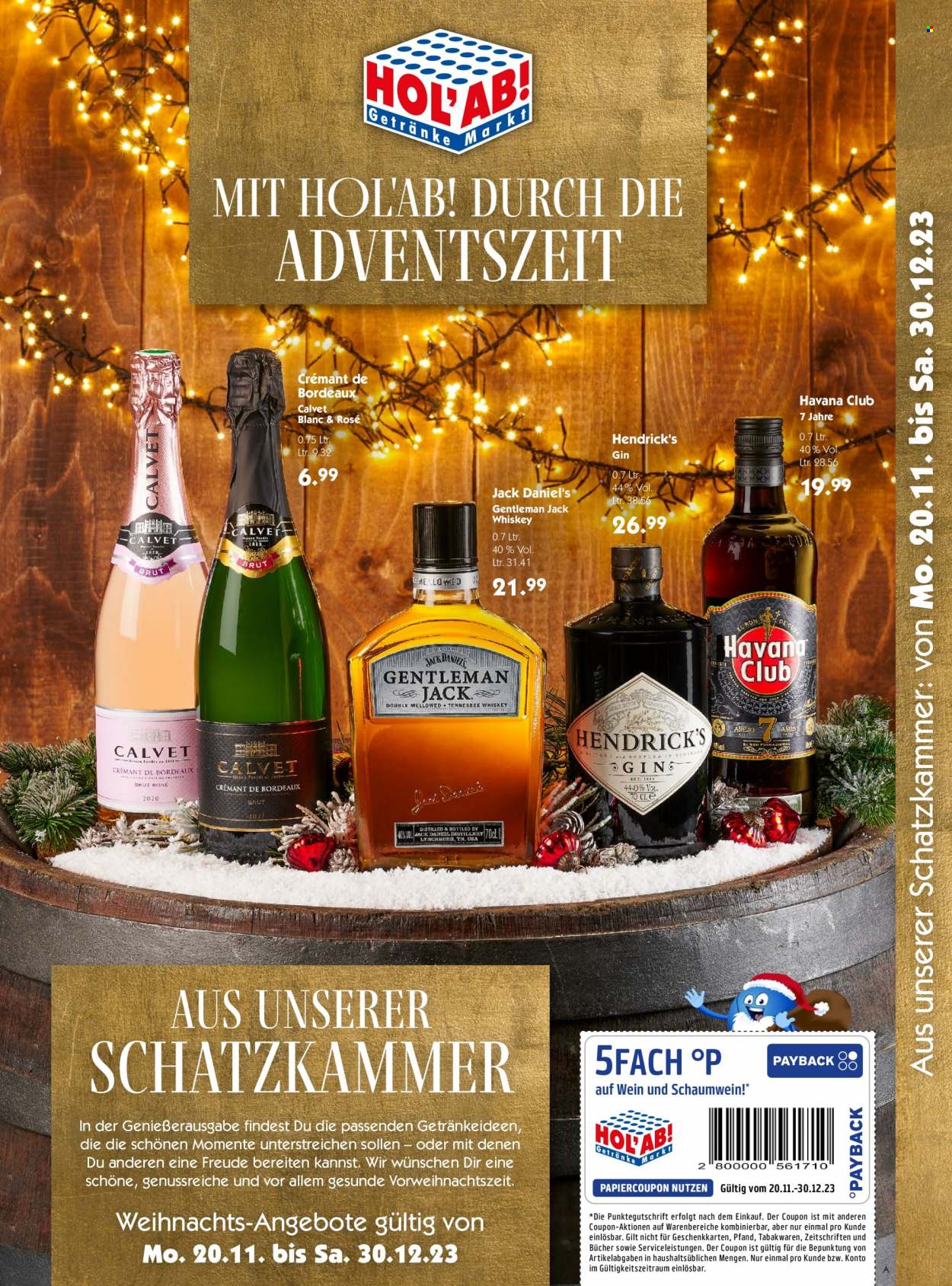 Hol'ab! Getränkemarkt Prospekte  - 20.11.2023 - 30.12.2023. Seite 1