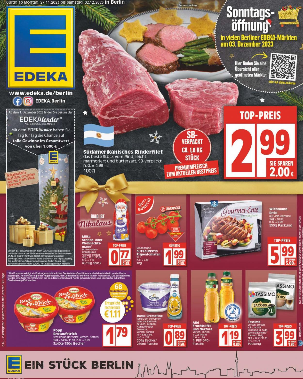 Edeka Prospekte  - 27.11.2023 - 2.12.2023. Seite 1