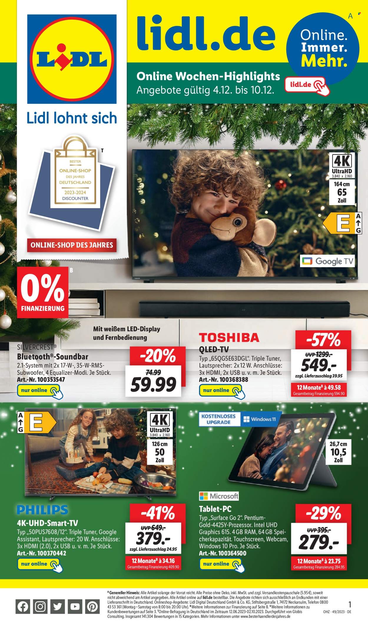 Lidl Prospekte  - 4.12.2023 - 10.12.2023. Seite 1