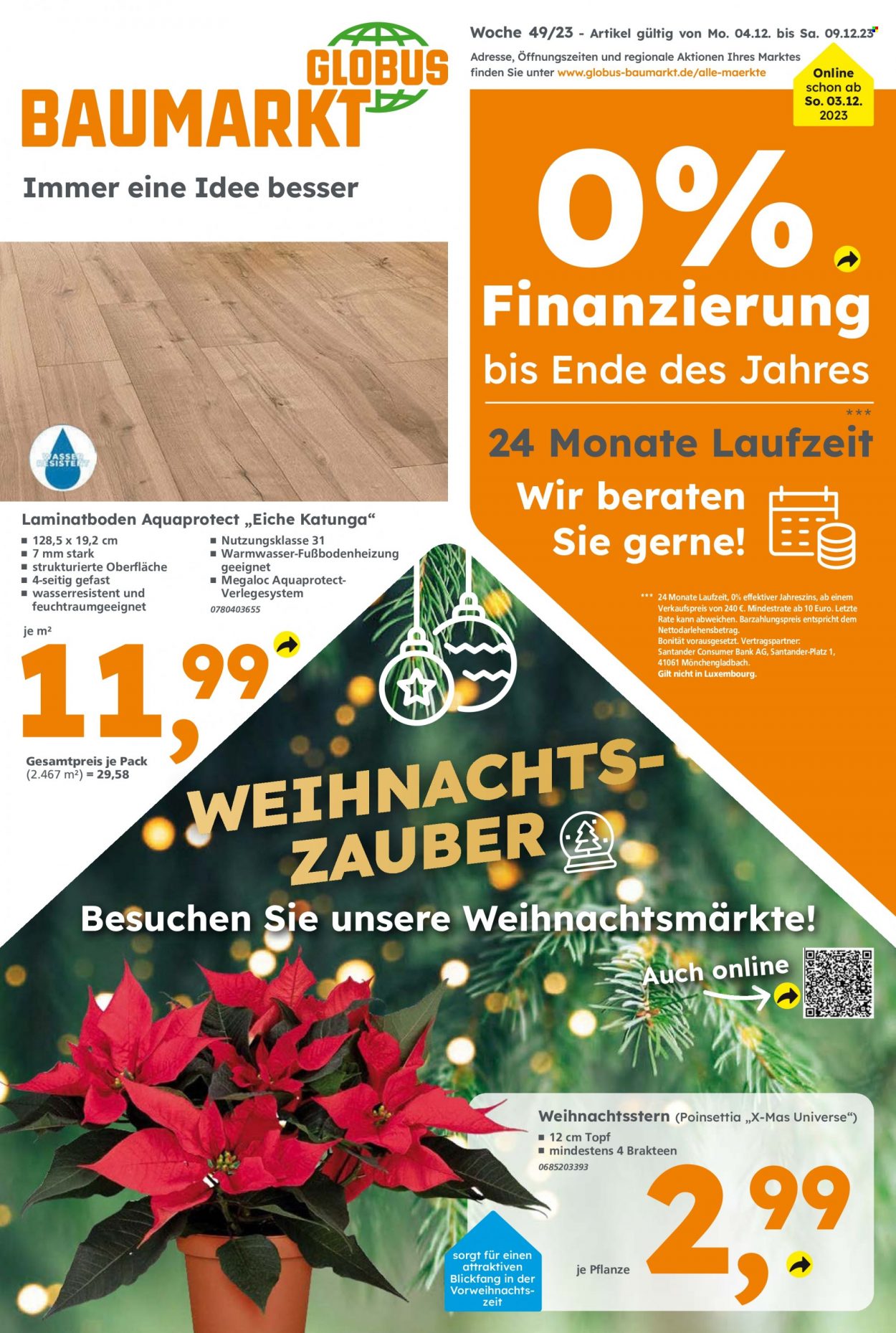 Globus Baumarkt Prospekte  - 4.12.2023 - 9.12.2023. Seite 1