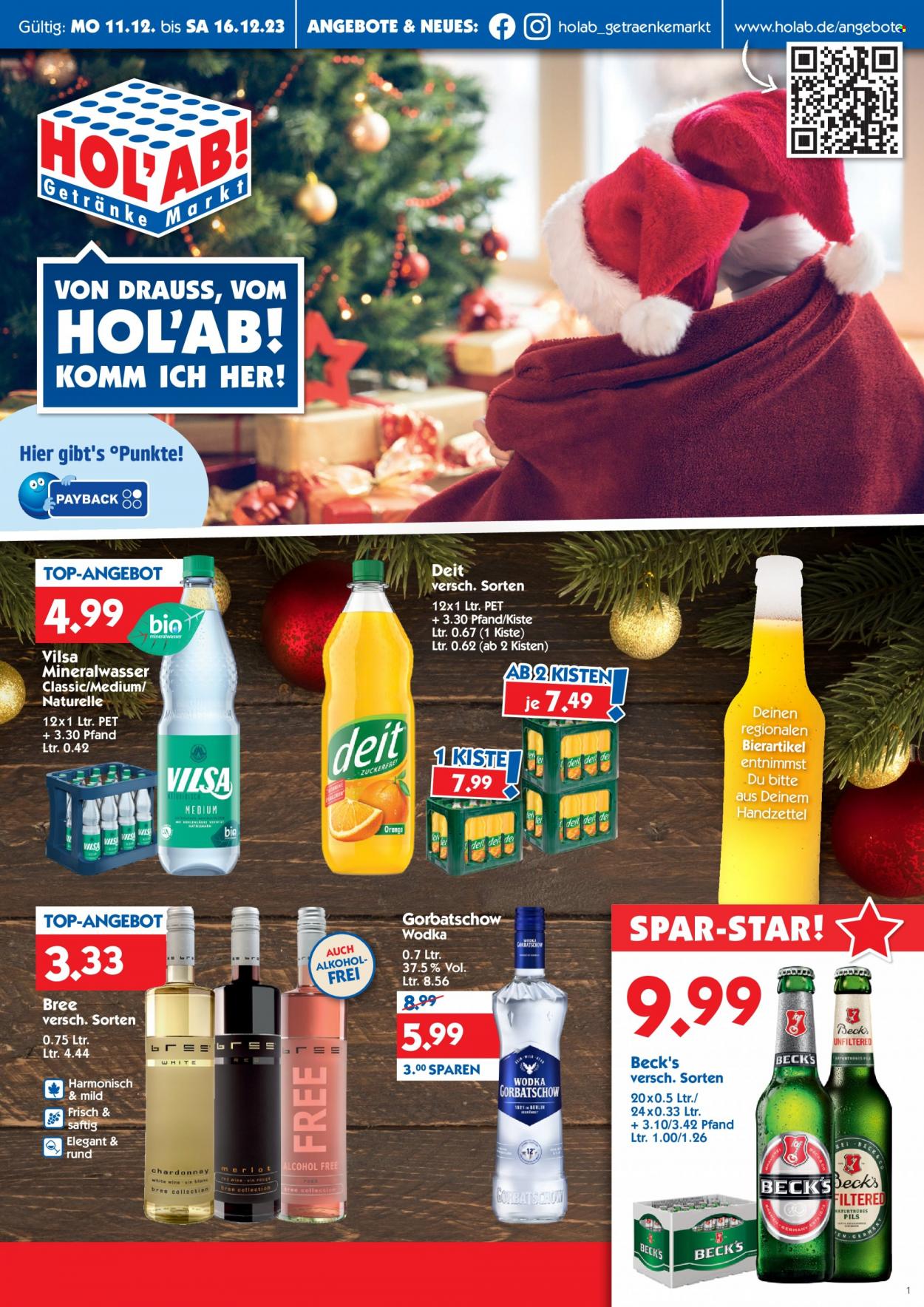 Hol'ab! Getränkemarkt Prospekte  - 11.12.2023 - 16.12.2023. Seite 1