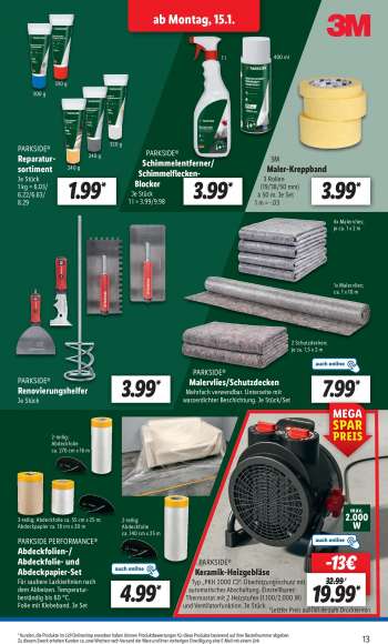 thumbnail - PARKSIDE PERFORMANCE® Abdeckfolien-/ Abdeckfolie-­und­ Abdeckpapier-Set Für saubere Lackierlinien nach dem Abbeizen. Temperatur­ beständig bis 60 °C. Folie mit Klebeband. Je Set