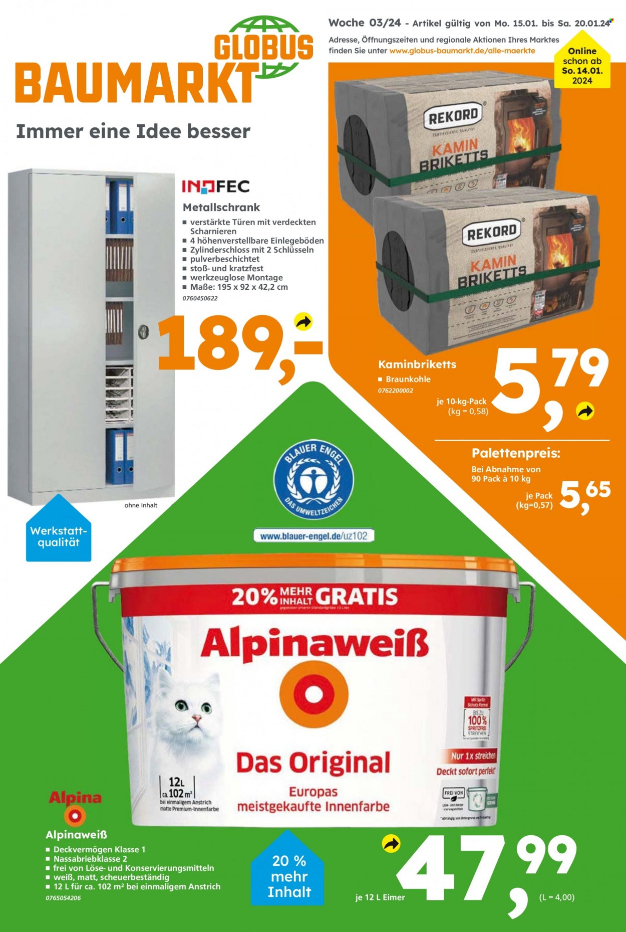 Globus Baumarkt Prospekte  - 15.01.2024 - 20.01.2024. Seite 1