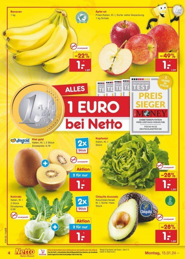 Netto Marken-Discount Prospekte  - 15.01.2024 - 20.01.2024. Seite 4