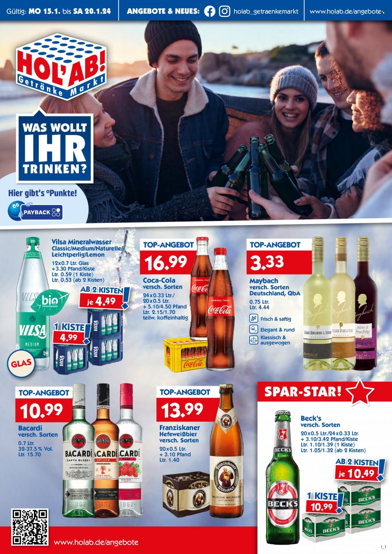 Hol'ab! Getränkemarkt Prospekte  - 15.01.2024 - 20.01.2024. Seite 1