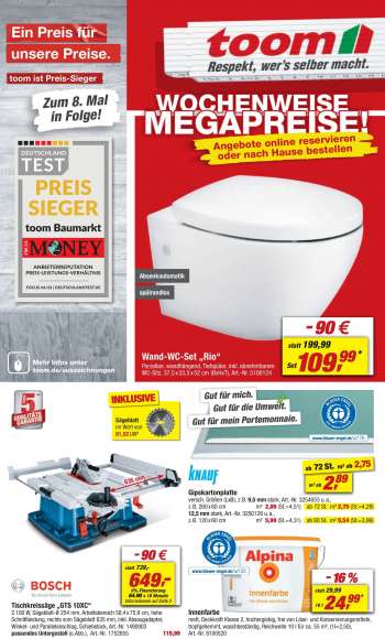Prospekte toom Baumarkt - 20.01.2024 - 26.01.2024.