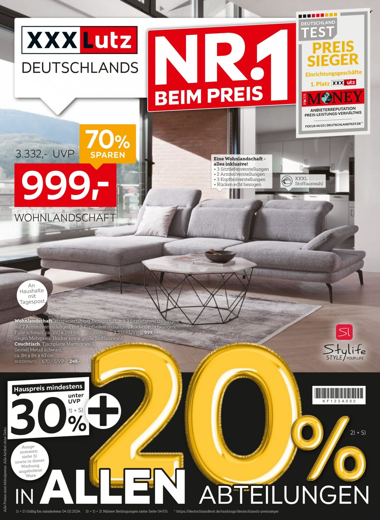 XXXLutz Prospekte  - 21.01.2024 - 4.02.2024. Seite 1