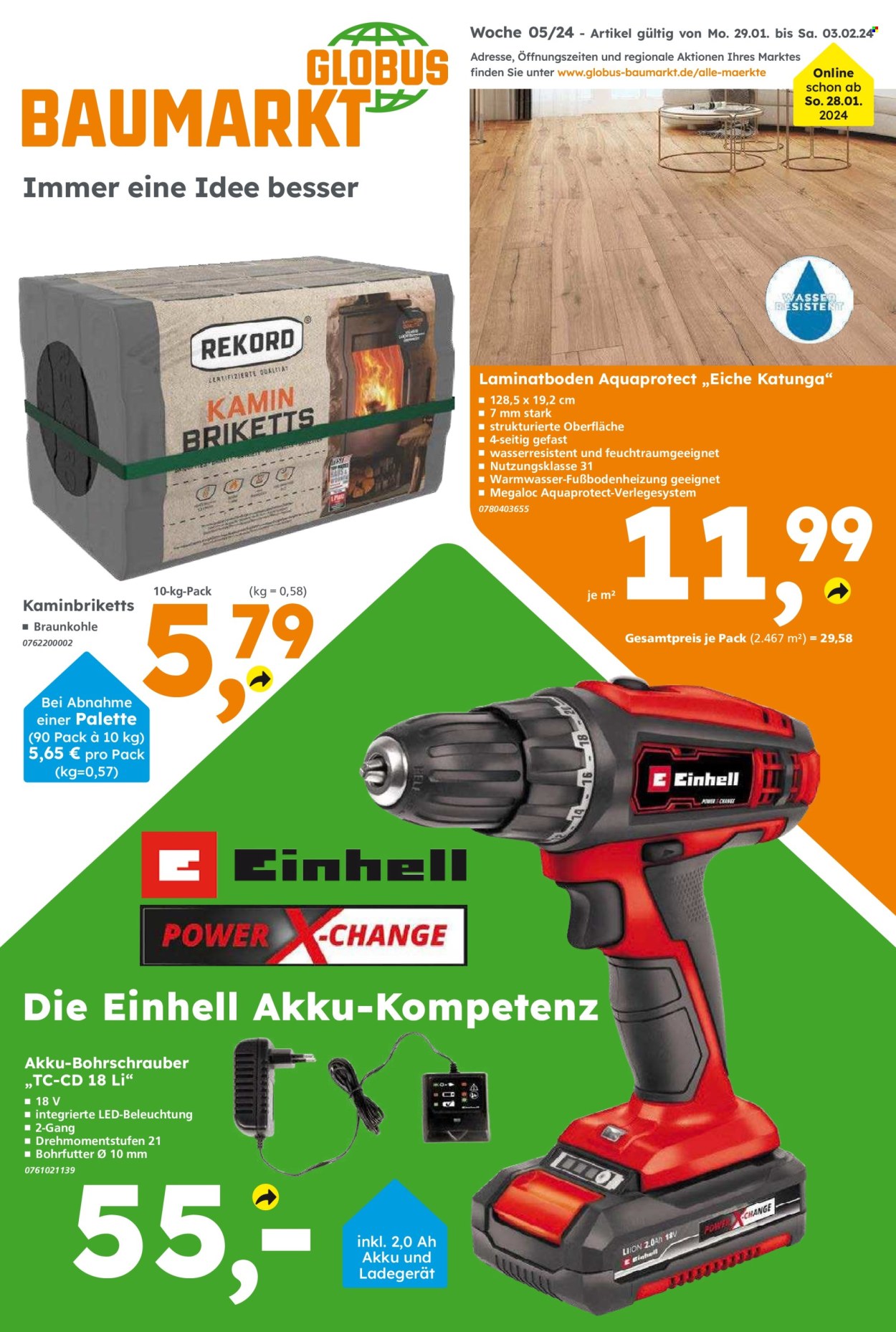 Globus Baumarkt Prospekte  - 29.01.2024 - 3.02.2024. Seite 1