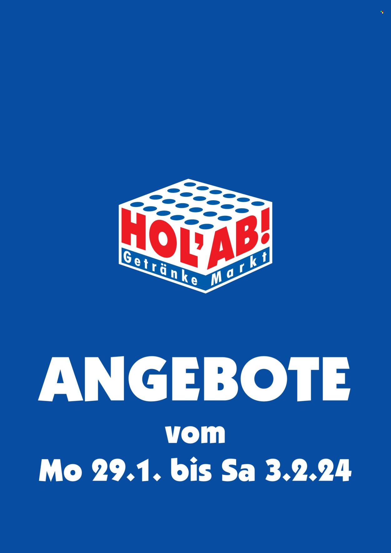 Hol'ab! Getränkemarkt Prospekte  - 29.01.2024 - 3.02.2024. Seite 1