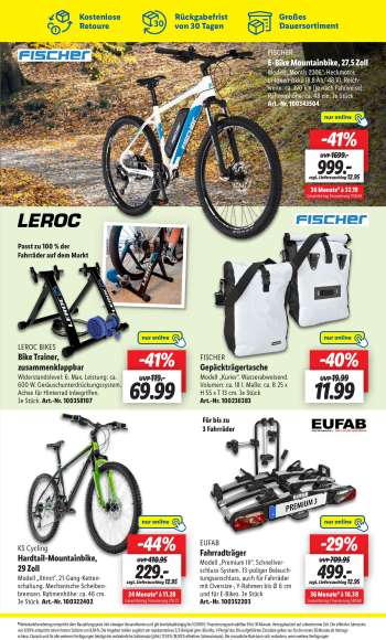 thumbnail - LEROC BIKES Bike Trainer, zusammenklappbar Widerstandslevel: 6. Max. Leistung: ca. 600 W. Geräuschunterdrückungssystem. Achse für Hinterrad inbegriffen. Je Stück. Art.-Nr. 100358107