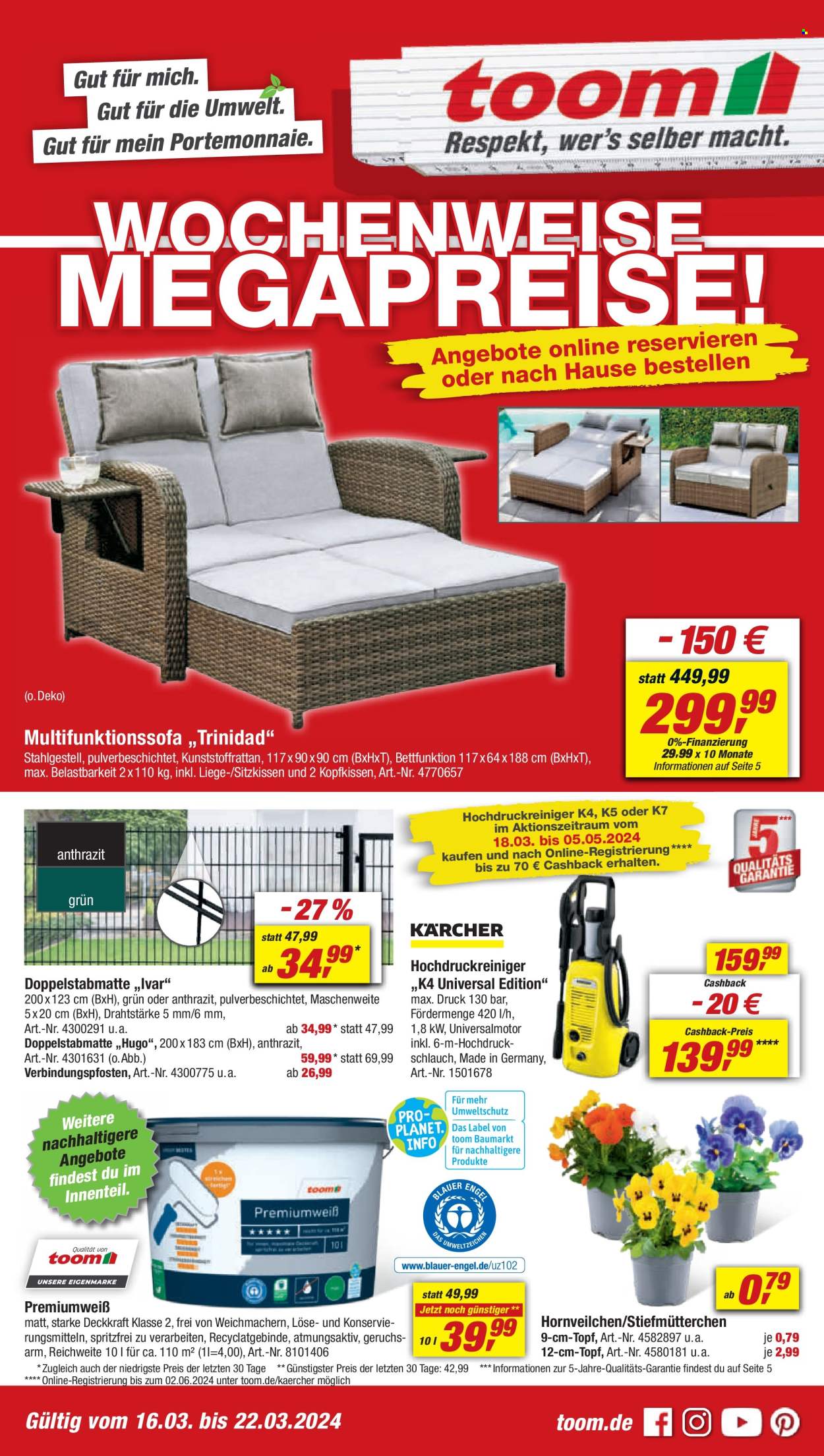toom Baumarkt Prospekte  - 16.03.2024 - 22.03.2024. Seite 1