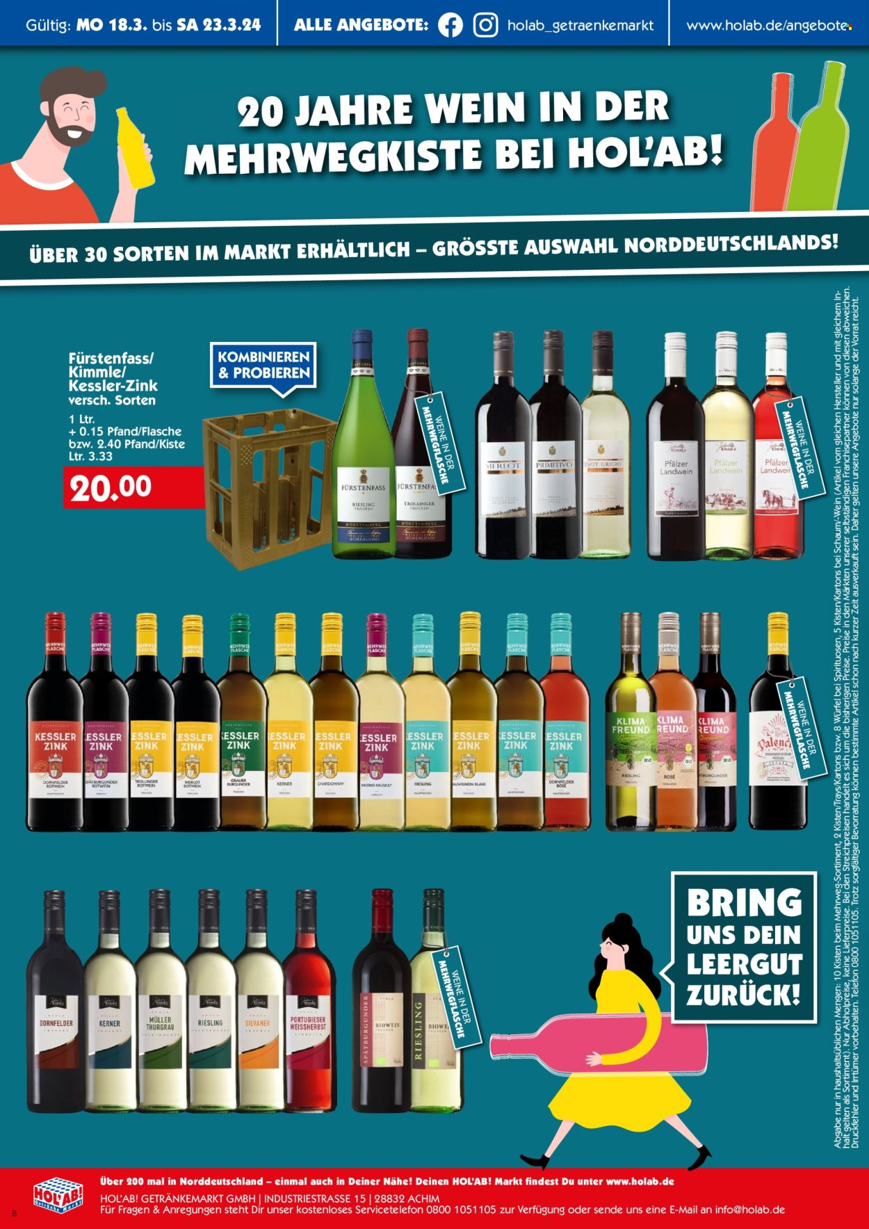 Hol'ab! Getränkemarkt Prospekte  - 18.03.2024 - 23.03.2024. Seite 8