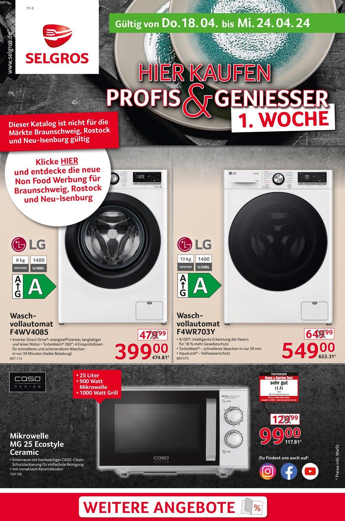 Selgros Prospekte  - 18.04.2024 - 24.04.2024. Seite 1