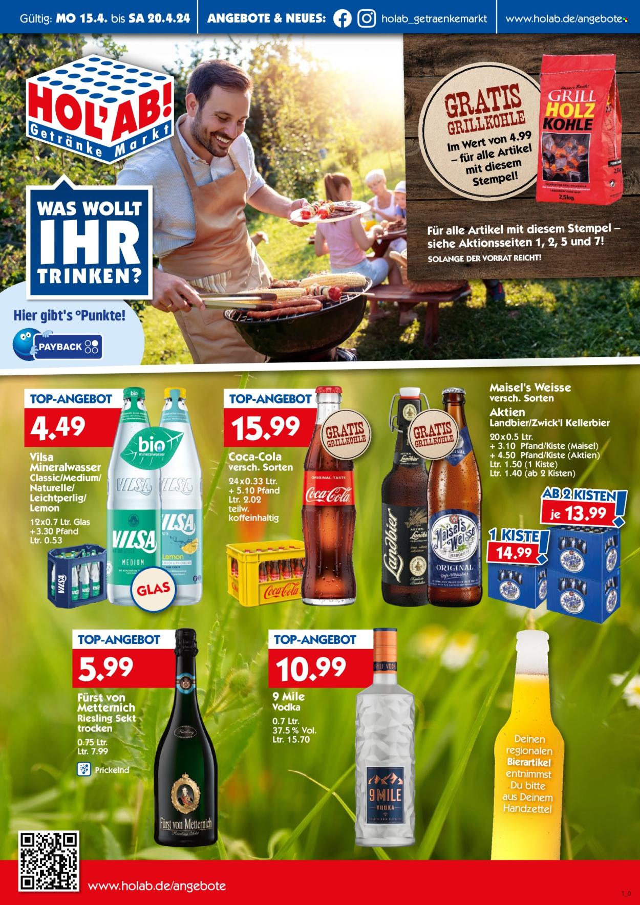 Hol'ab! Getränkemarkt Prospekte  - 15.04.2024 - 20.04.2024. Seite 1