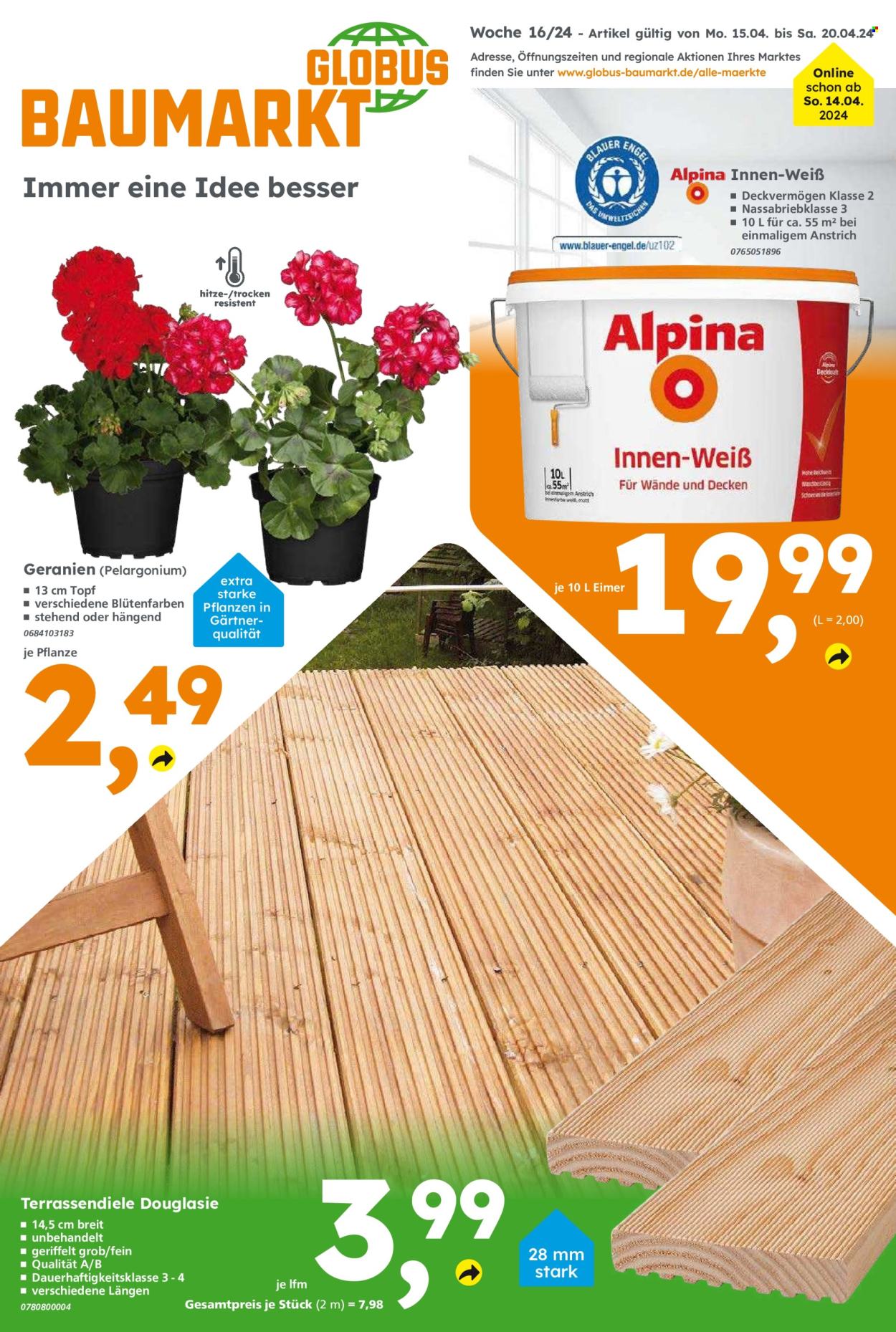 Globus Baumarkt Prospekte  - 15.04.2024 - 20.04.2024. Seite 1