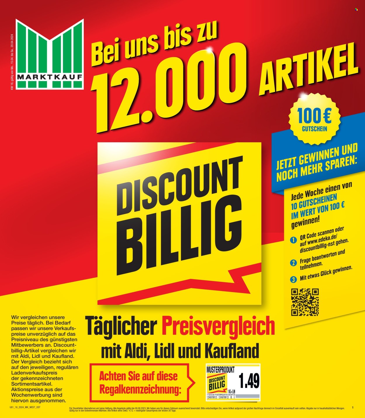 Marktkauf Prospekte  - 15.04.2024 - 20.04.2024. Seite 1