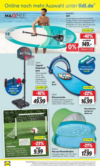 thumbnail - MAXXMEE SUP Set inkl. längenverstellbarem Alu-Paddel (3-teilig). Belastbarkeit: max. 110 kg. Maße (aufgepumpt): ca. L 300 x B 76 x H 15 cm. Je Stück