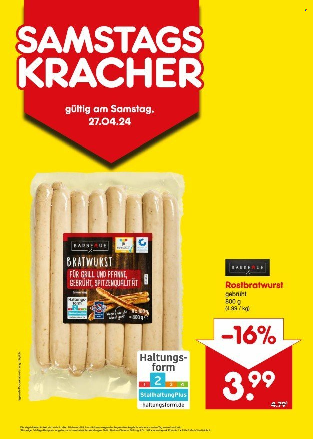 Netto Marken-Discount Prospekte  - 27.04.2024 - 27.04.2024. Seite 1