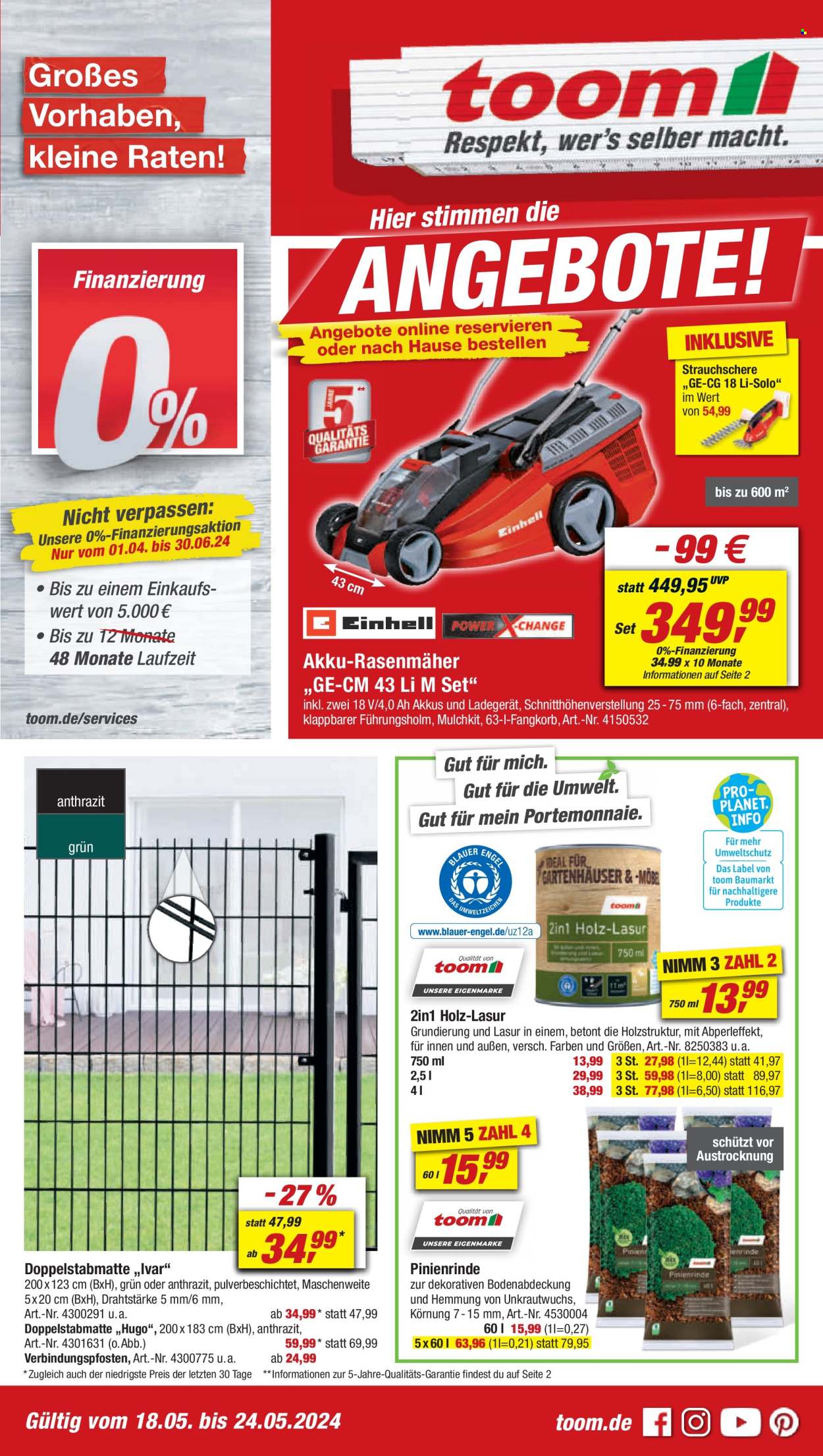 toom Baumarkt Prospekte  - 18.05.2024 - 24.05.2024. Seite 1